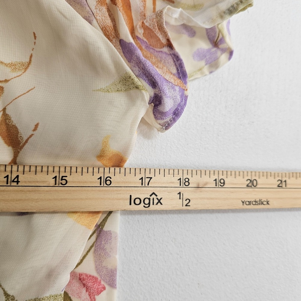 Vintage Coldwater Creek Floral Maxi Dress Size Medium Cream 90s Short Sleeve EUC - Picture 6 of 11